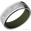 Titanium with Polish, Polish Finish and Meteorite Inlay and Vintage Green - 7MM - Larson Jewelers