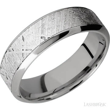 Titanium with Polish Finish and Meteorite Inlay - 7MM - Larson Jewelers