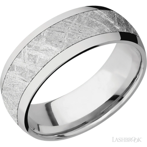 Domed Titanium with Polish Finish and Meteorite Inlay - 8MM - Larson Jewelers