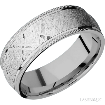Titanium Band with Polish Finish and Meteorite Inlay - 8MM - Larson Jewelers