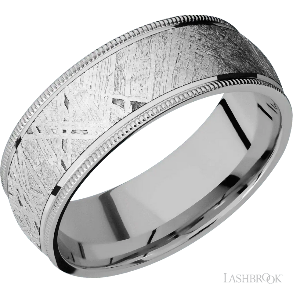 Titanium Band with Polish Finish and Meteorite Inlay - 8MM - Larson Jewelers