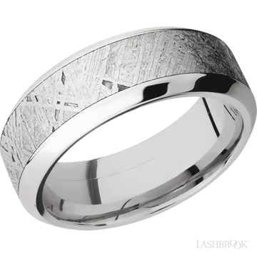 Titanium with Polish Finish and Meteorite Inlay - 8MM - Larson Jewelers