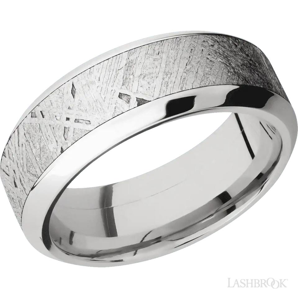 Titanium with Polish Finish and Meteorite Inlay - 8MM - Larson Jewelers