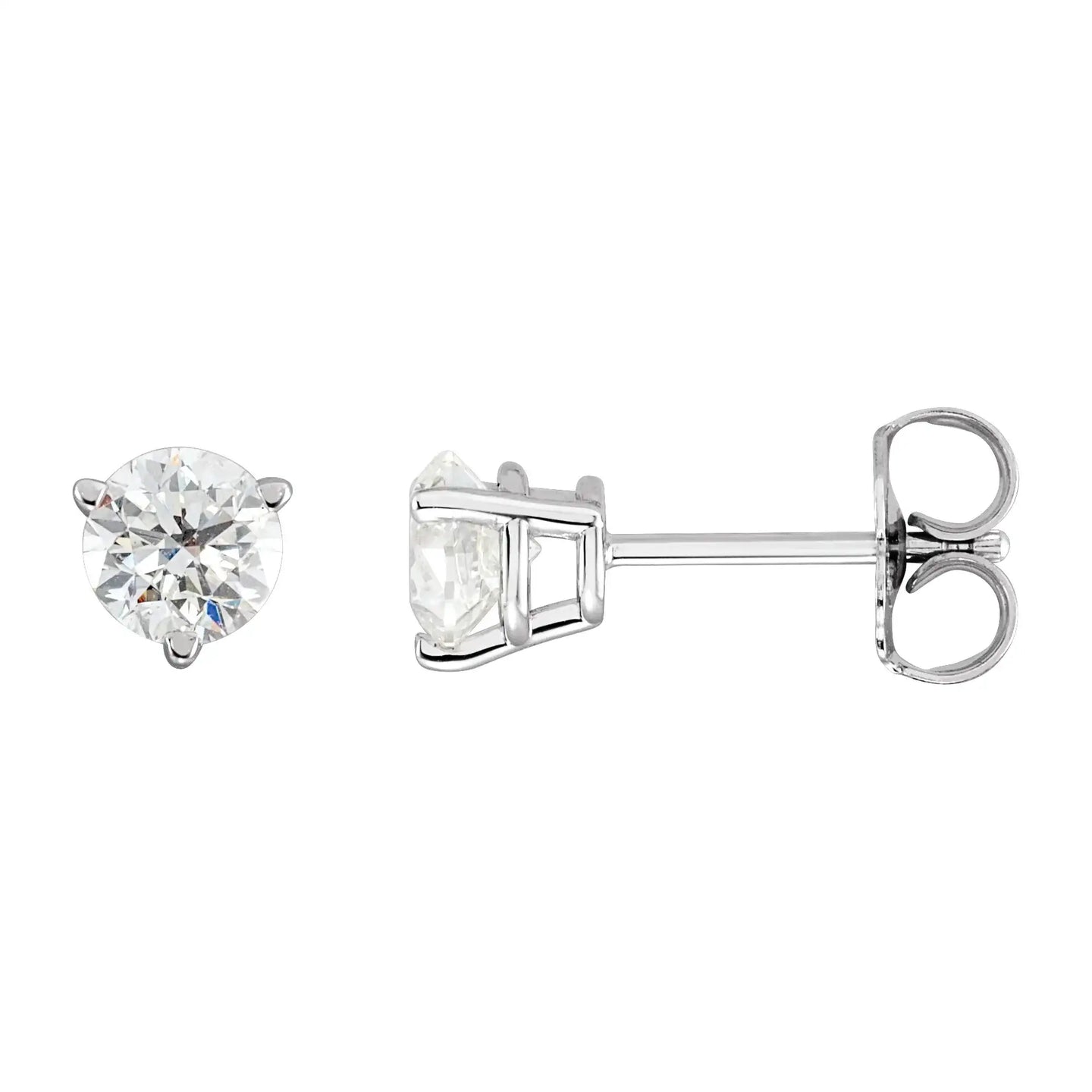 14K White Gold 3-Prong Solitaire Basket Studs with Lab Grown Diamond - Larson Jewelers