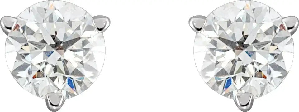 14K White Gold 3-Prong Solitaire Basket Studs with Lab Grown Diamond - Larson Jewelers