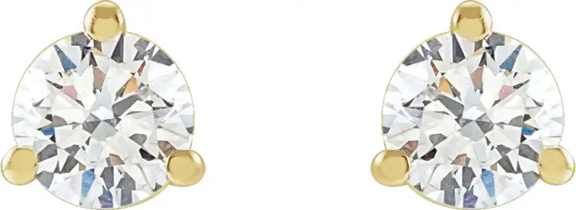 14k Yellow Gold 3-Prong Solitaire Martini Studs with Round Lab Grown Diamond - Larson Jewelers