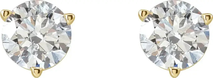 14K Yellow Gold 3-Prong Solitaire Basket Studs with Lab Grown Diamond - Larson Jewelers
