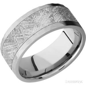 Titanium with Hammer Finish and Meteorite Inlay - 9MM - Larson Jewelers