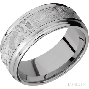 Titanium with Satin , Polish Finish and Meteorite Inlay - 9MM - Larson Jewelers