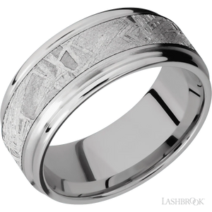 Titanium with Satin , Polish Finish and Meteorite Inlay - 9MM - Larson Jewelers