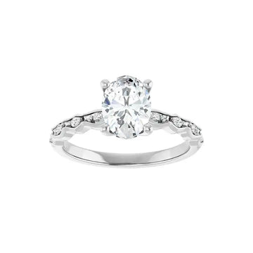 GIANNA 14K White Gold Oval Lab Grown Diamond Engagement Ring - Larson Jewelers