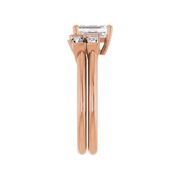 VIVIAN 14K Rose Gold Emerald Cut Lab Grown Diamond Engagement Ring - Larson Jewelers