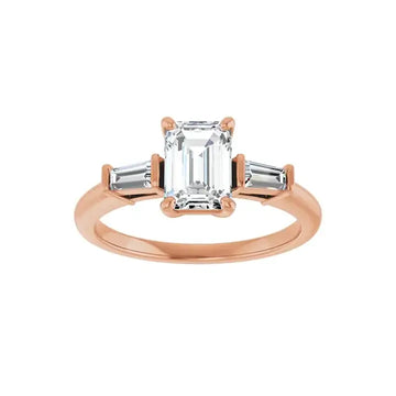 VIVIAN 14K Rose Gold Emerald Cut Lab Grown Diamond Engagement Ring - Larson Jewelers