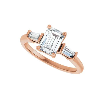 VIVIAN 14K Rose Gold Emerald Cut Lab Grown Diamond Engagement Ring - Larson Jewelers