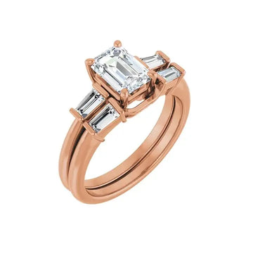 VIVIAN 14K Rose Gold Emerald Cut Lab Grown Diamond Engagement Ring - Larson Jewelers