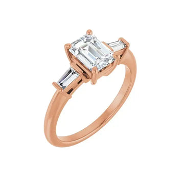 VIVIAN 14K Rose Gold Emerald Cut Lab Grown Diamond Engagement Ring - Larson Jewelers