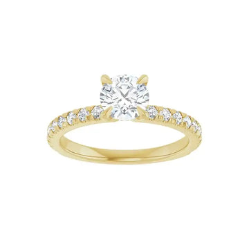 AMELIA 14K Yellow Gold Round Lab Grown Diamond French-Set Engagement Ring - Larson Jewelers