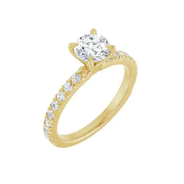 AMELIA 14K Yellow Gold Round Lab Grown Diamond French-Set Engagement Ring - Larson Jewelers