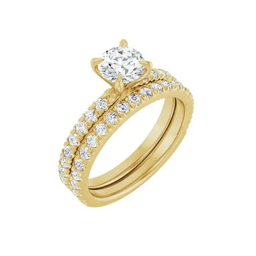 AMELIA 14K Yellow Gold Round Lab Grown Diamond French-Set Engagement Ring - Larson Jewelers