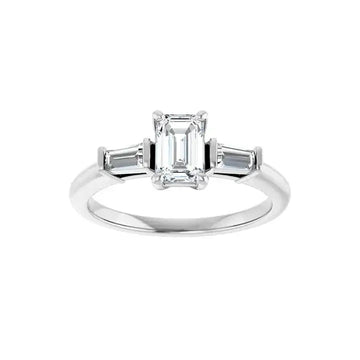 VIVIAN 14K White Gold Emerald Cut Lab Grown Diamond Engagement Ring - Larson Jewelers