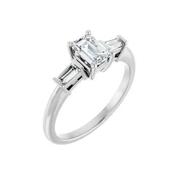 VIVIAN 14K White Gold Emerald Cut Lab Grown Diamond Engagement Ring - Larson Jewelers