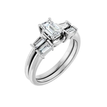 VIVIAN 14K White Gold Emerald Cut Lab Grown Diamond Engagement Ring - Larson Jewelers