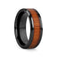 ACACIA Koa Wood Inlaid Black Ceramic Ring with Bevels - 4mm - 12mm