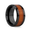 ACACIA Koa Wood Inlaid Black Ceramic Ring with Bevels - 4mm - 12mm