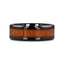 ACACIA Koa Wood Inlaid Black Ceramic Ring with Bevels - 4mm - 12mm