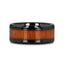 ACACIA Koa Wood Inlaid Black Ceramic Ring with Bevels - 4mm - 12mm