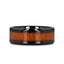 ACACIA Koa Wood Inlaid Black Ceramic Ring with Bevels - 4mm - 12mm