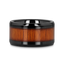 ACACIA Koa Wood Inlaid Black Ceramic Ring with Bevels - 4mm - 12mm