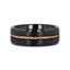 Alliance ADELARD en tungstène noir pour homme, or rose, câble tressé, centre brossé et bords biseautés polis – 8 mm