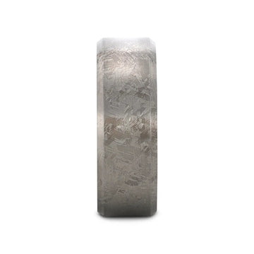 ASTRAIOS Flat Titanium Ring with Beveled Edges and Meteorite Pattern - 8mm - Larson Jewelers