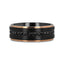 ASTRO Flat Brushed Black Titanium Ring with Rose Gold Plated Edge and Black Sapphire Settings All Around - 8mm