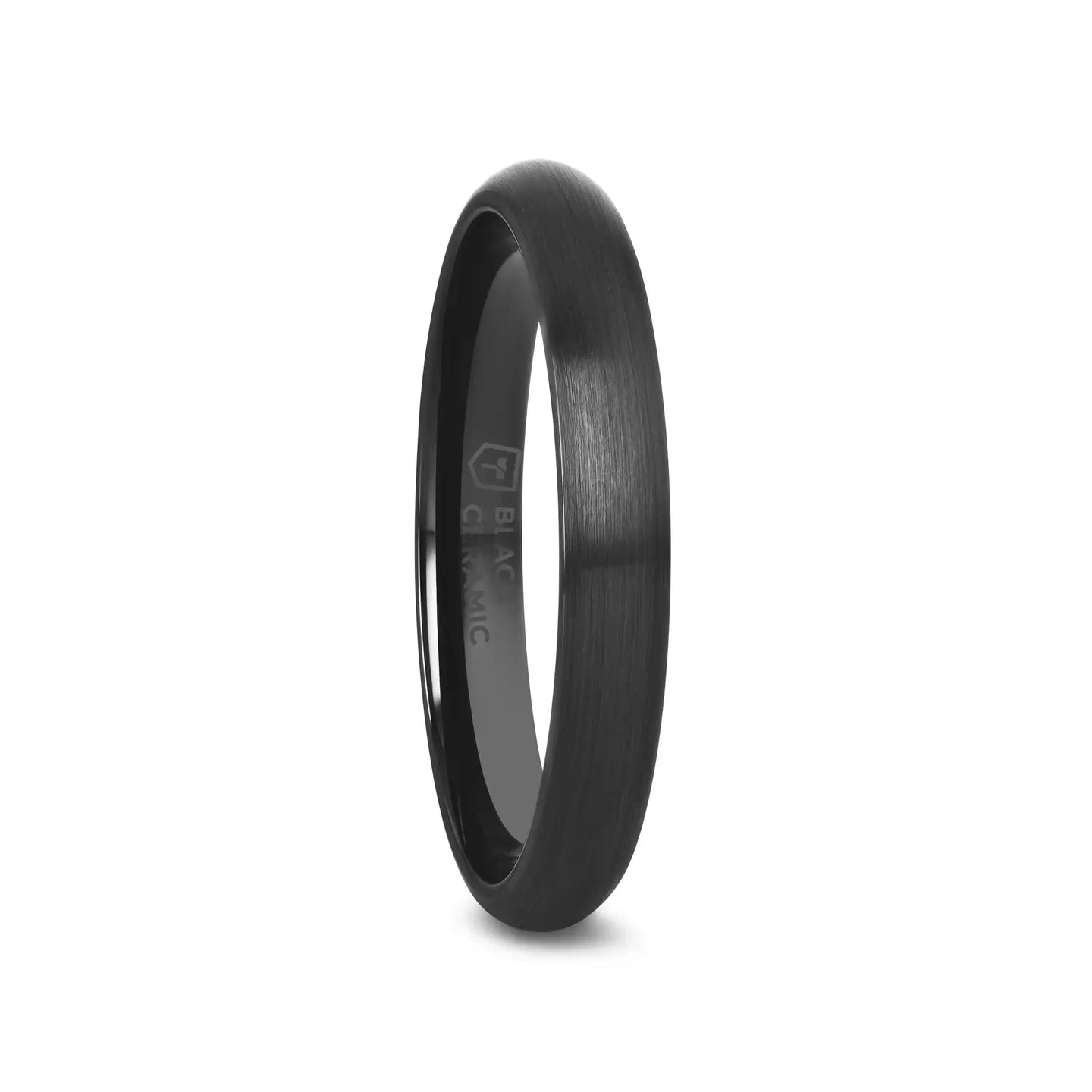 ATTOR Domed Brush Finished Black Ceramic Wedding Band - 2mm - Larson Jewelers