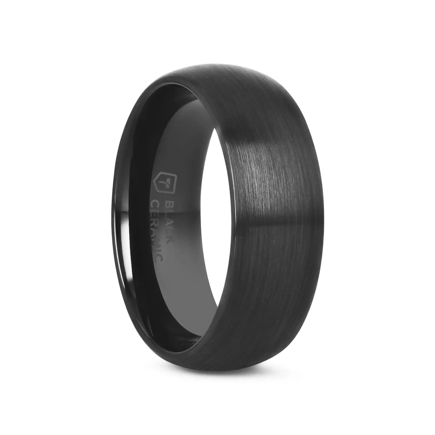 ATTOR Domed Brush Finished Black Ceramic Wedding Band - 2mm - 12mm - Larson Jewelers