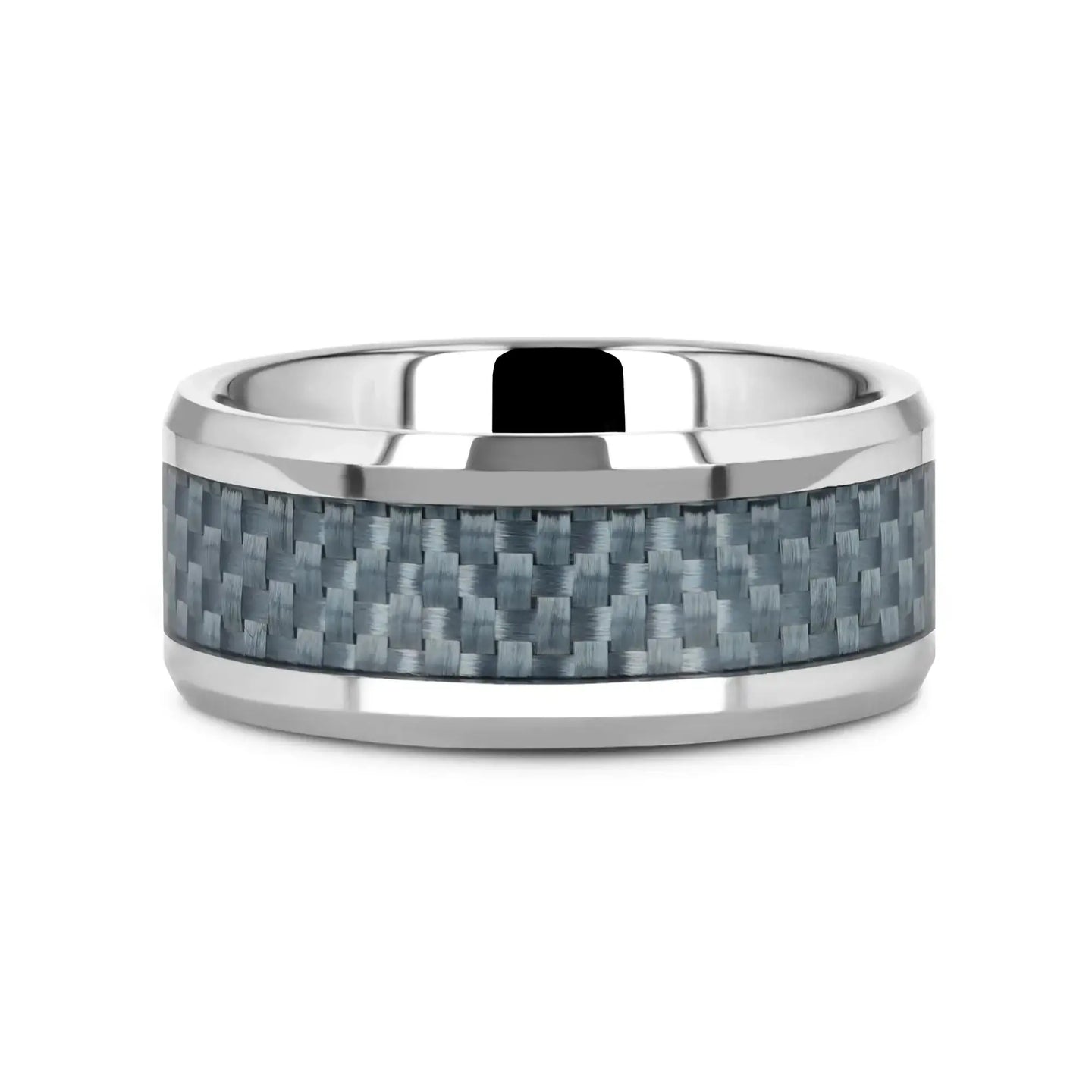 AUGUSTUS Blue Carbon Fiber Inlay Tungsten Carbide Band - 4mm - 10mm - Larson Jewelers