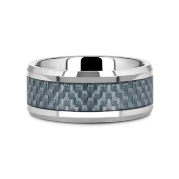 AUGUSTUS Blue Carbon Fiber Inlay Tungsten Carbide Band - 4mm - 10mm - Larson Jewelers