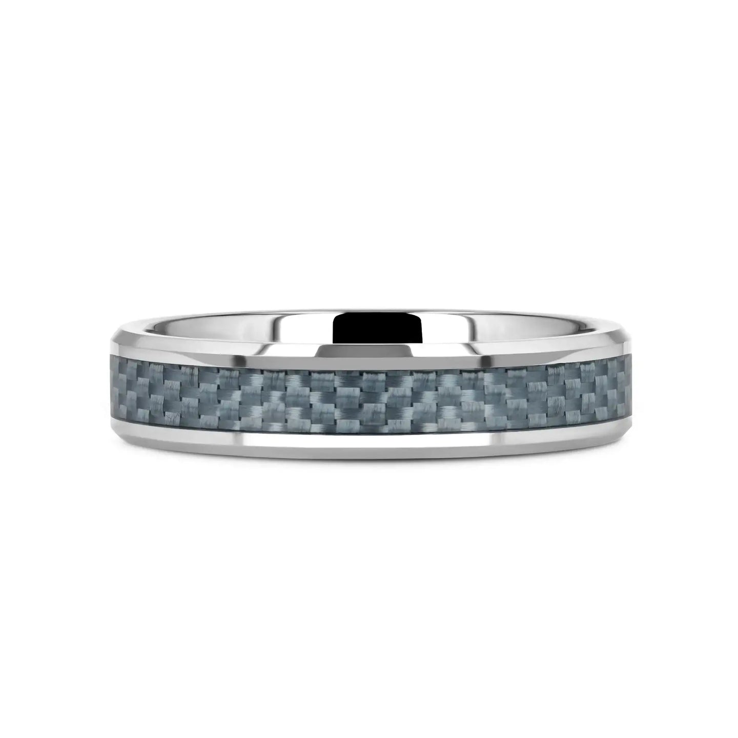 AUGUSTUS Blue Carbon Fiber Inlay Tungsten Carbide Band - 4mm - 10mm - Larson Jewelers