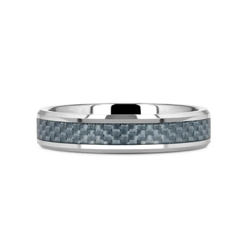 AUGUSTUS Blue Carbon Fiber Inlay Tungsten Carbide Band - 4mm - 10mm - Larson Jewelers