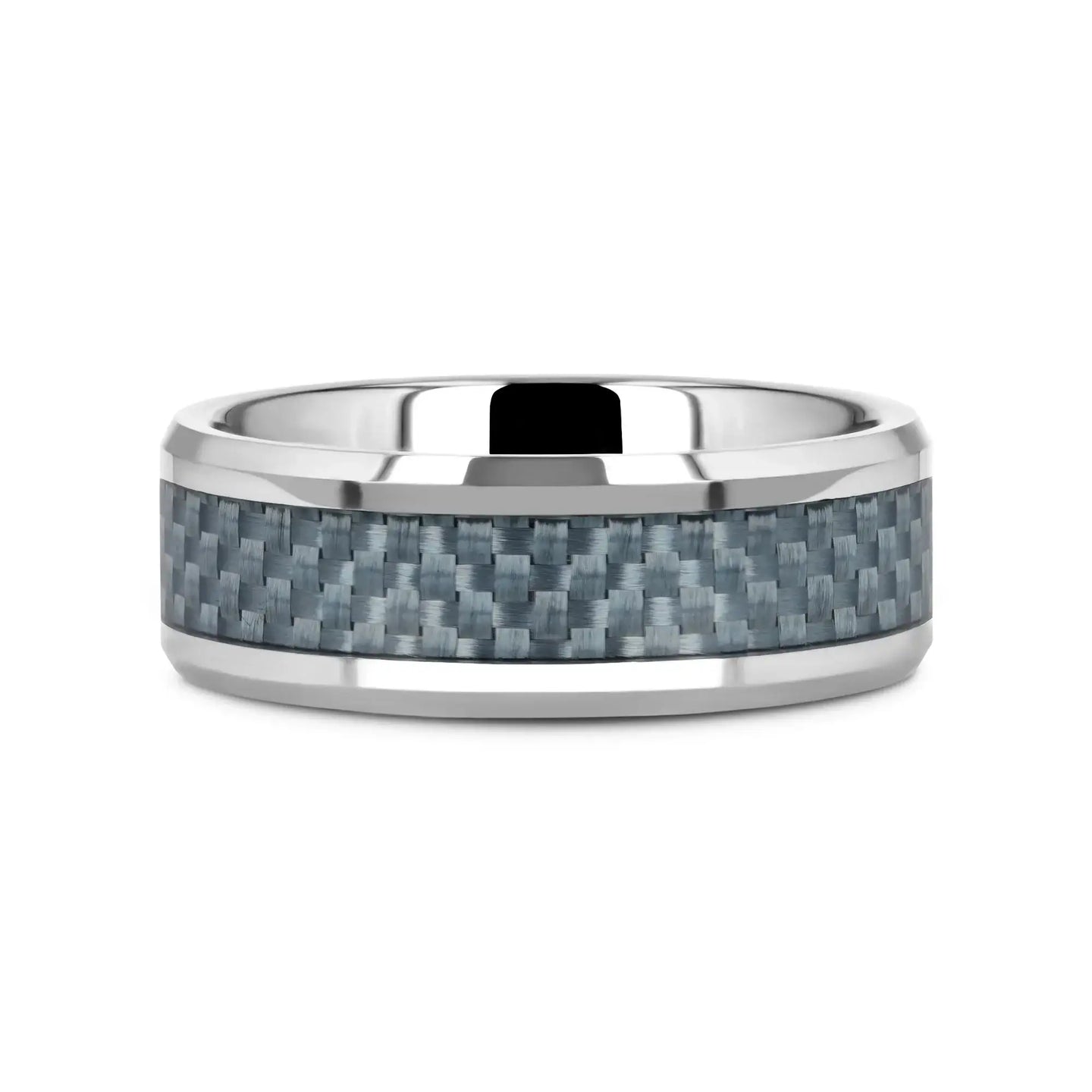 AUGUSTUS Blue Carbon Fiber Inlay Tungsten Carbide Band - 4mm - 10mm - Larson Jewelers