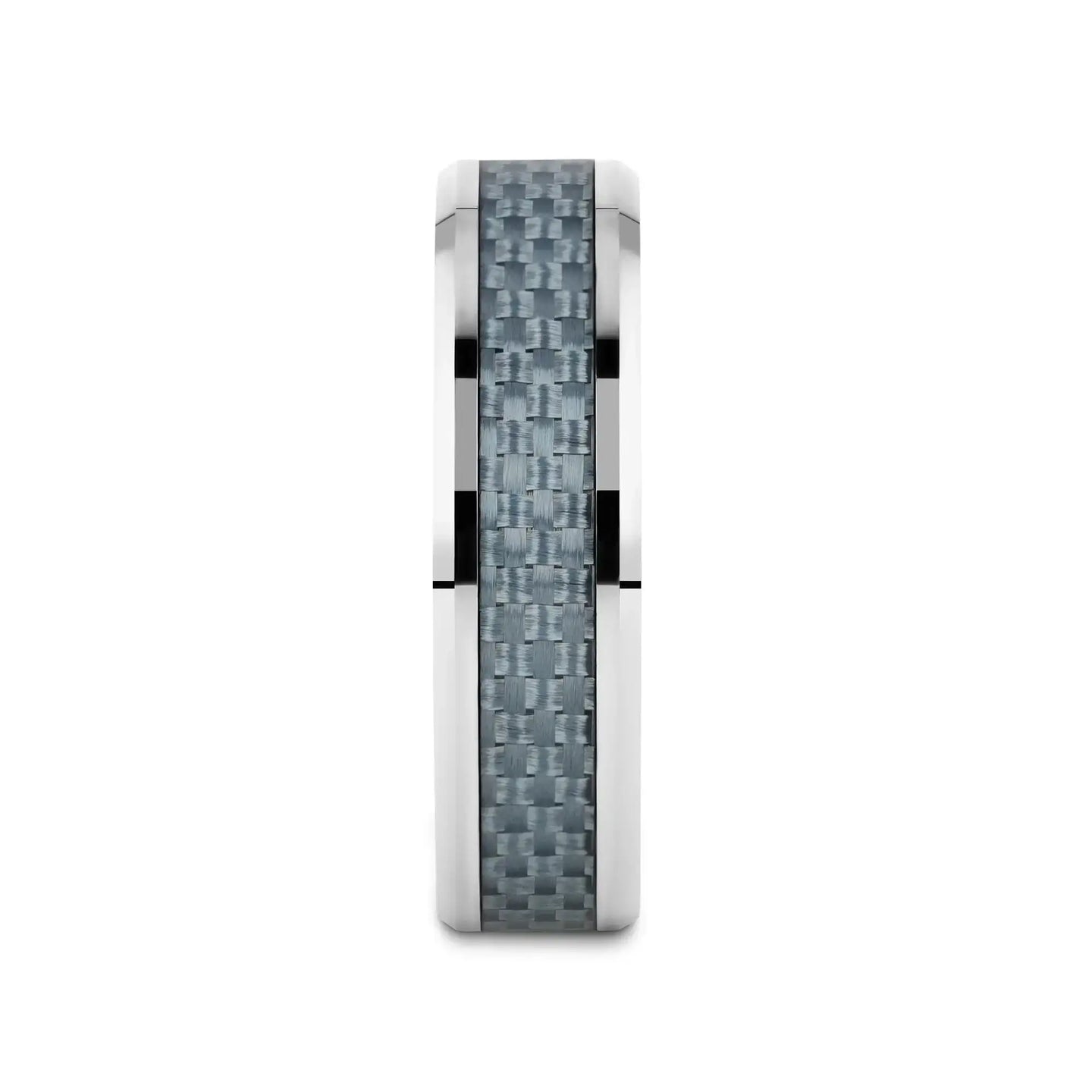 AUGUSTUS Blue Carbon Fiber Inlay Tungsten Carbide Band - 4mm - 10mm - Larson Jewelers
