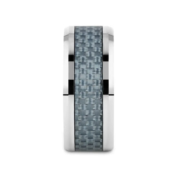 AUGUSTUS Blue Carbon Fiber Inlay Tungsten Carbide Band - 4mm - 10mm - Larson Jewelers