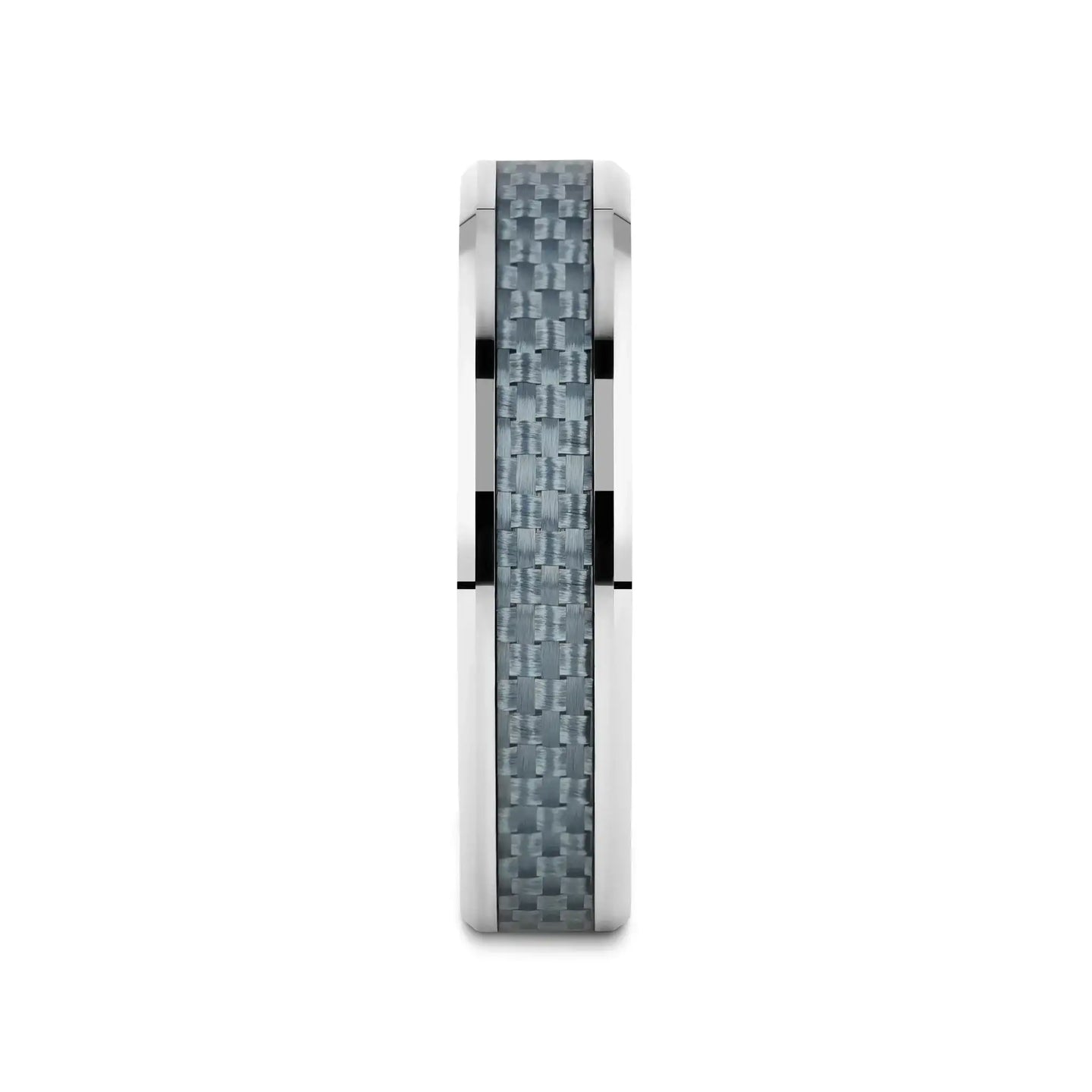 AUGUSTUS Blue Carbon Fiber Inlay Tungsten Carbide Band - 4mm - 10mm - Larson Jewelers