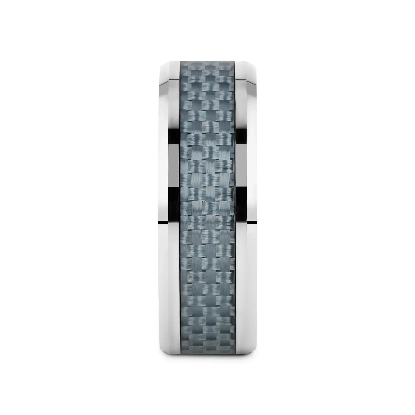 AUGUSTUS Blue Carbon Fiber Inlay Tungsten Carbide Band - 4mm - 10mm - Larson Jewelers
