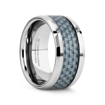 AUGUSTUS Blue Carbon Fiber Inlay Tungsten Carbide Band - 4mm - 10mm - Larson Jewelers