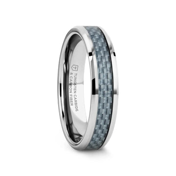 AUGUSTUS Blue Carbon Fiber Inlay Tungsten Carbide Band - 4mm - 10mm - Larson Jewelers