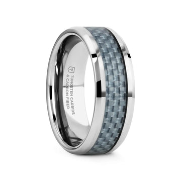 AUGUSTUS Blue Carbon Fiber Inlay Tungsten Carbide Band - 4mm - 10mm - Larson Jewelers