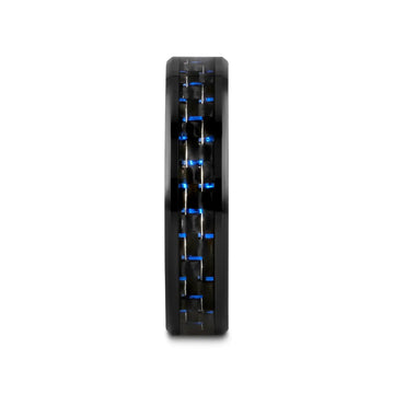 AVITUS Black Beveled Ceramic Ring with Blue & Black Carbon Fiber Inlay - 4mm - 10mm - Larson Jewelers